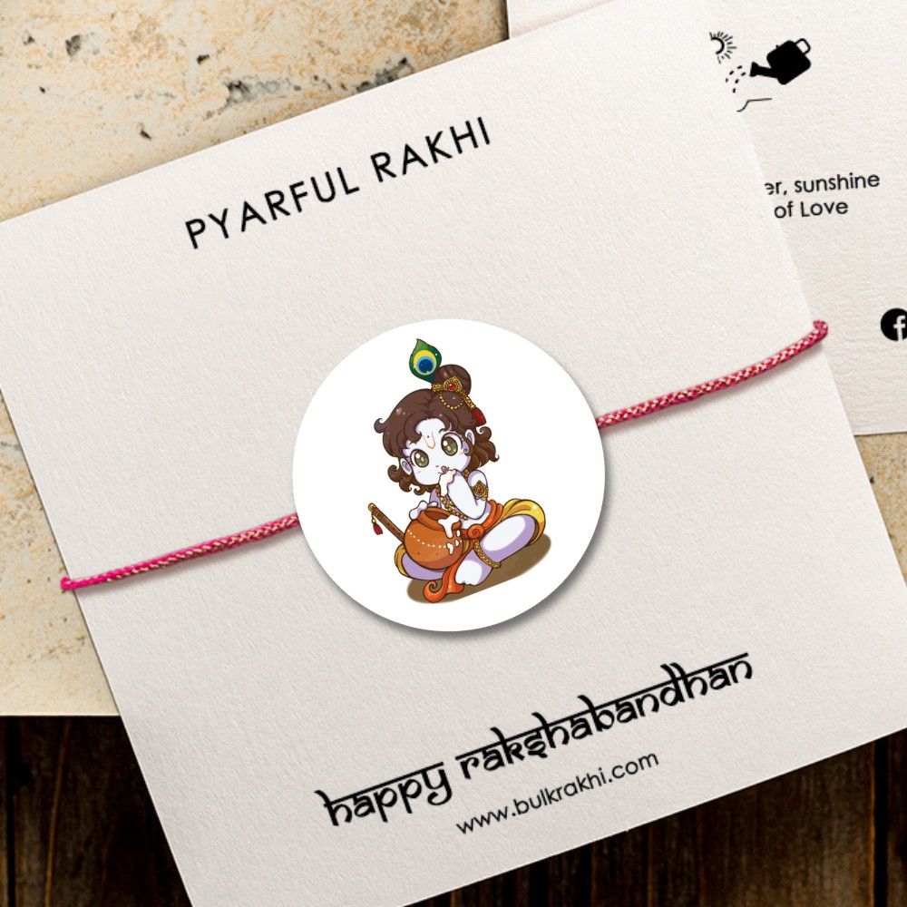 Pyarful Lord Krishna Printed Magnet Rakhi For Kids 12 Pcs