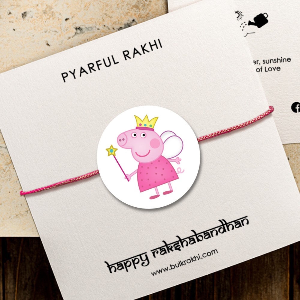 Pyarful Peppa Pig Printed Magnet Rakhi For Kids 12 Pcs