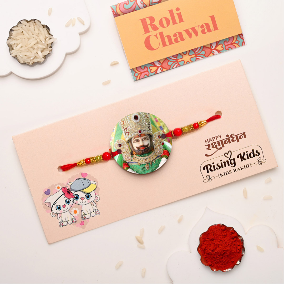 Khatu Shyaam Printed MDF Rakhi For Kids – 12 Pcs