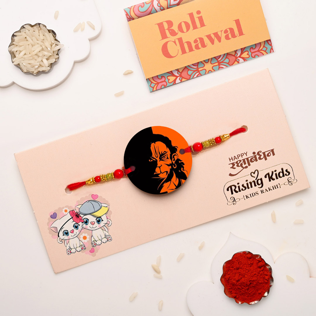 Lord Hanuman Ji Printed MDF Rakhi For Kids – 12 Pcs