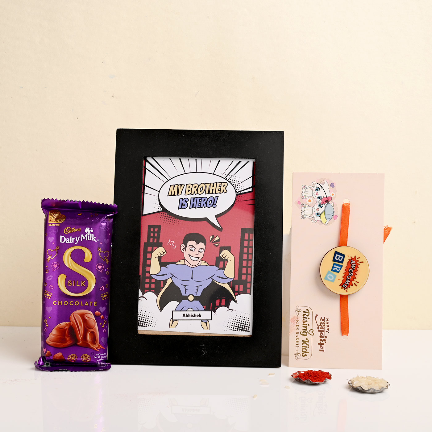 Awesome Bro Rakhi with Frame and Silk Chocolate